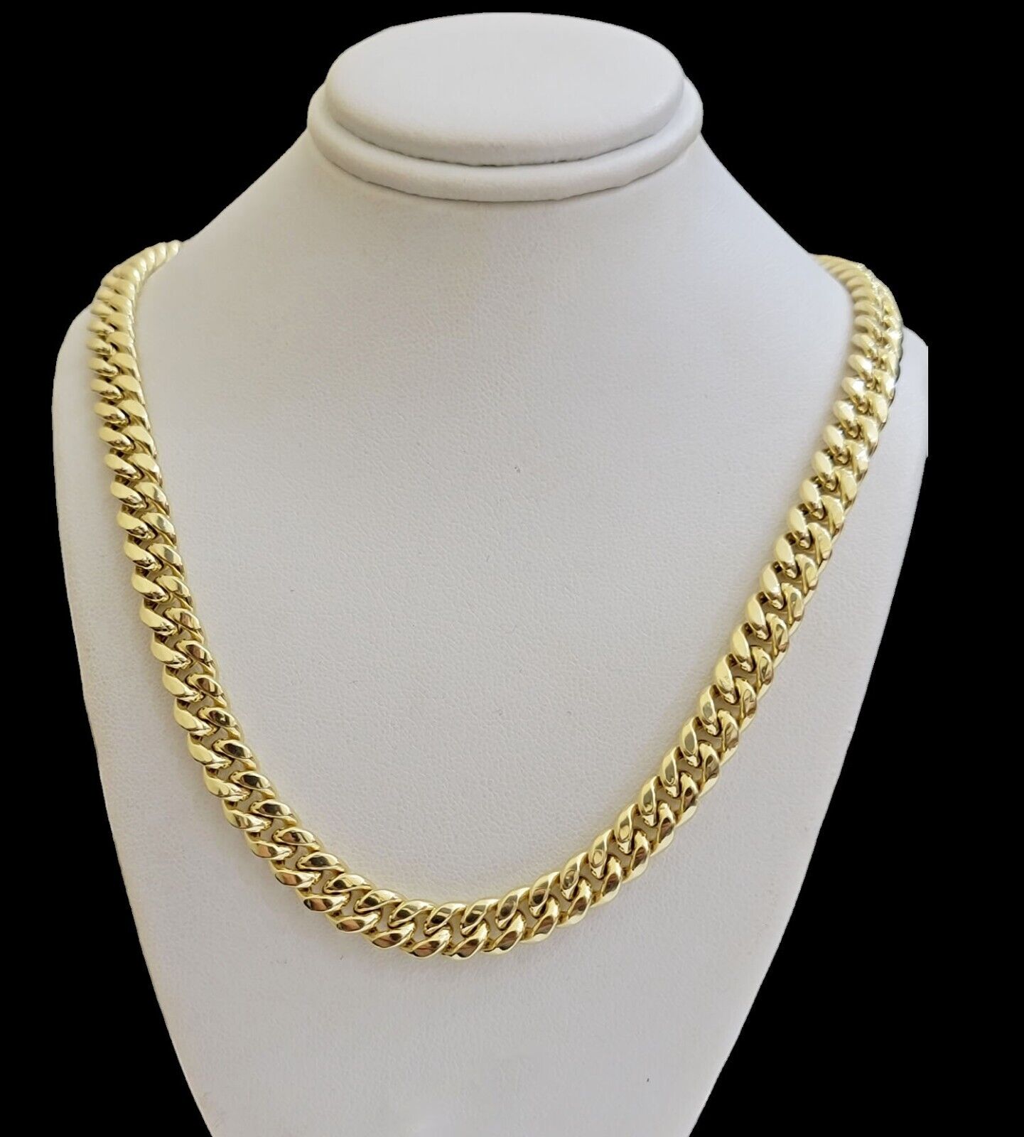 14k Gold Chain Necklace 24 Inch Miami Cuban Link 8mm Box Lock Real 14KT For Mens