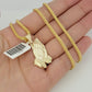 Real 10k Gold Franco Chain Praying Hand Charm pendant Set 2.5mm Necklace 22 Inch