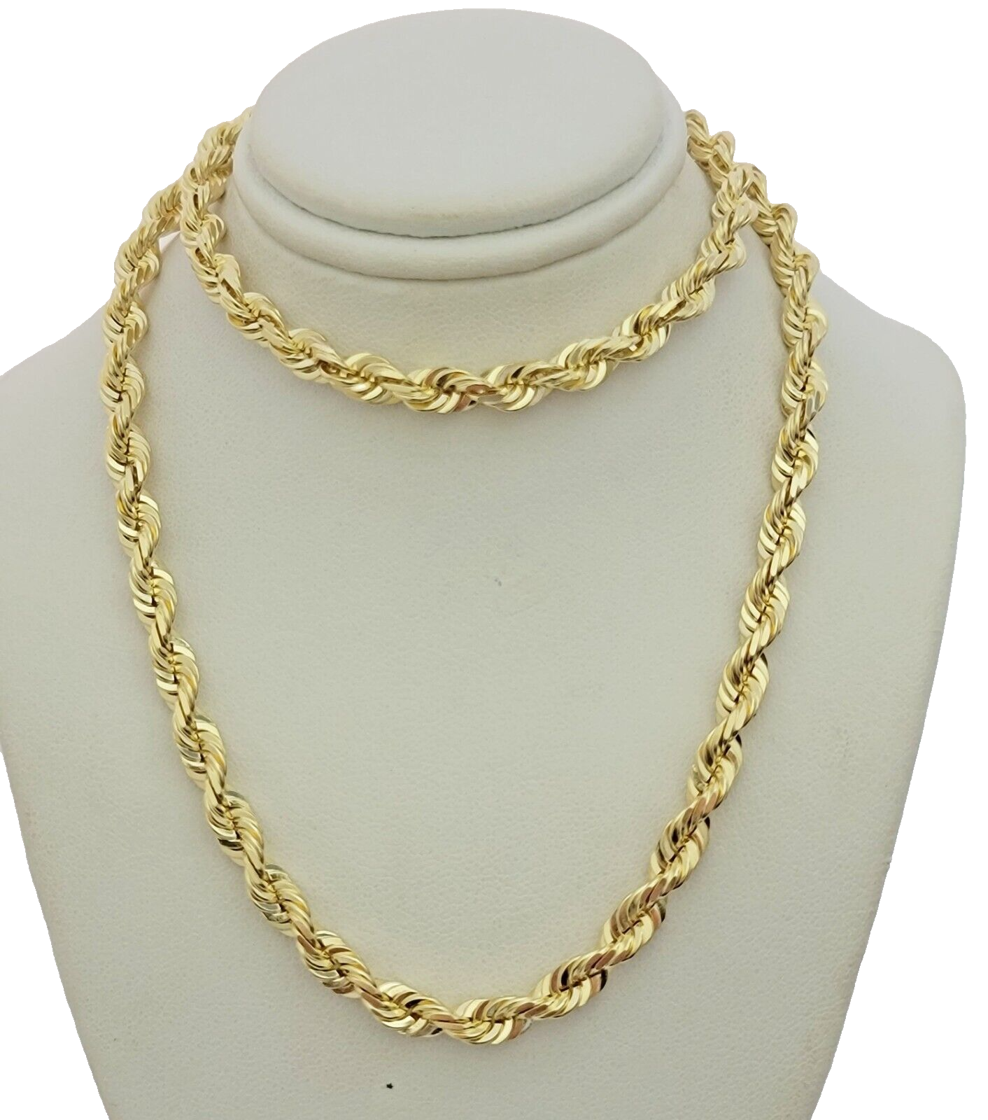 Real 10k Gold Necklace 6mm Rope 26 Inch Diamond Cut Solid 10kt Chain For mens