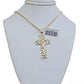 Real 10k Gold Franco Chain Cross Charm SET 24 Inch 2mm Necklace Jesus Pendant