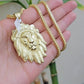 REAL 10k Gold Franco Necklace Charm Lion Head Pendant SET 20 - 26 Inch 3mm Chain