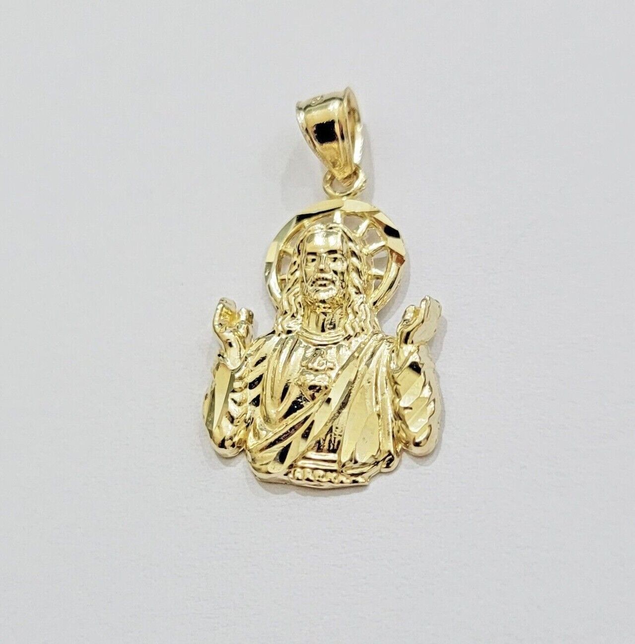 Real 10k Yellow Gold Rope Chain Charm Jesus Head Pendant SET 3mm Necklace