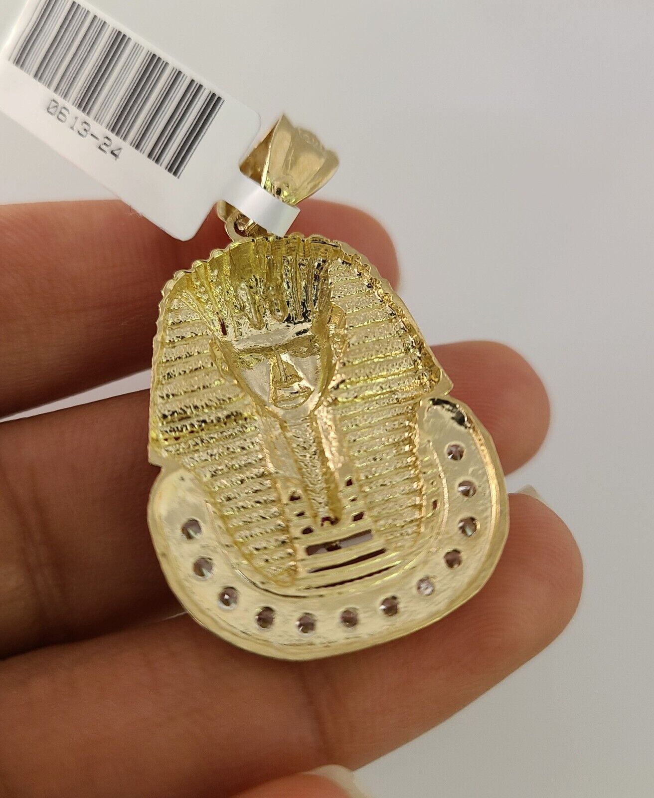 10k Gold Byzantine Chain Pharaoh Head Charm Pendant SET REAL 10kt 3mm 18"-28"