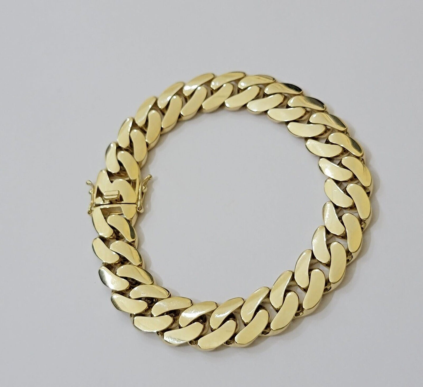 Real 10k Gold Bracelet 12mm Royal Miami Cuban Link 9 inch Men's 10kt Yellow Gold