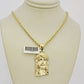 Real 10k Gold Rope Chain Jesus Face Charm Pendant Set 3mm Necklace 18"-26" SOLID