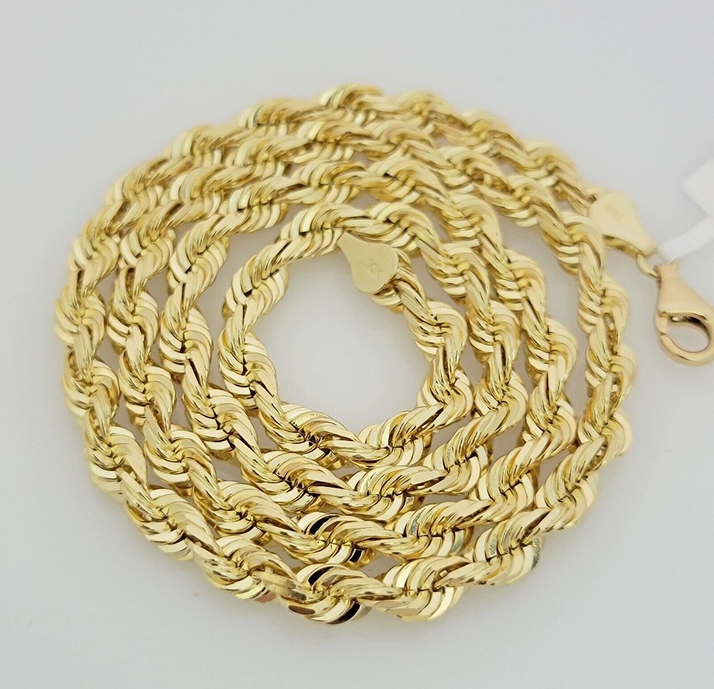 Real 10k Gold Necklace 6mm Rope 28 Inch Diamond Cut Solid 10kt Chain For mens