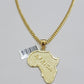 Real 10k Gold Chain & AFRICA Map Charm Pendant SET 24 Inch Cuban Link Necklace