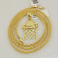 Real 10k Gold Chain Pendant Set Franco Necklace Basketball Charm 2.5mm 18"-24"