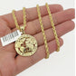 Real 10k Gold Chain Pendant SET World Is Your Charm  Rope Necklace 3mm 22 Inch