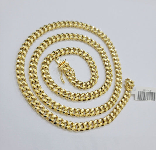 Real 10k Gold Necklace Miami Cuban Link 6mm Chain 20 - 30 Inch Men 10KT Box Lock