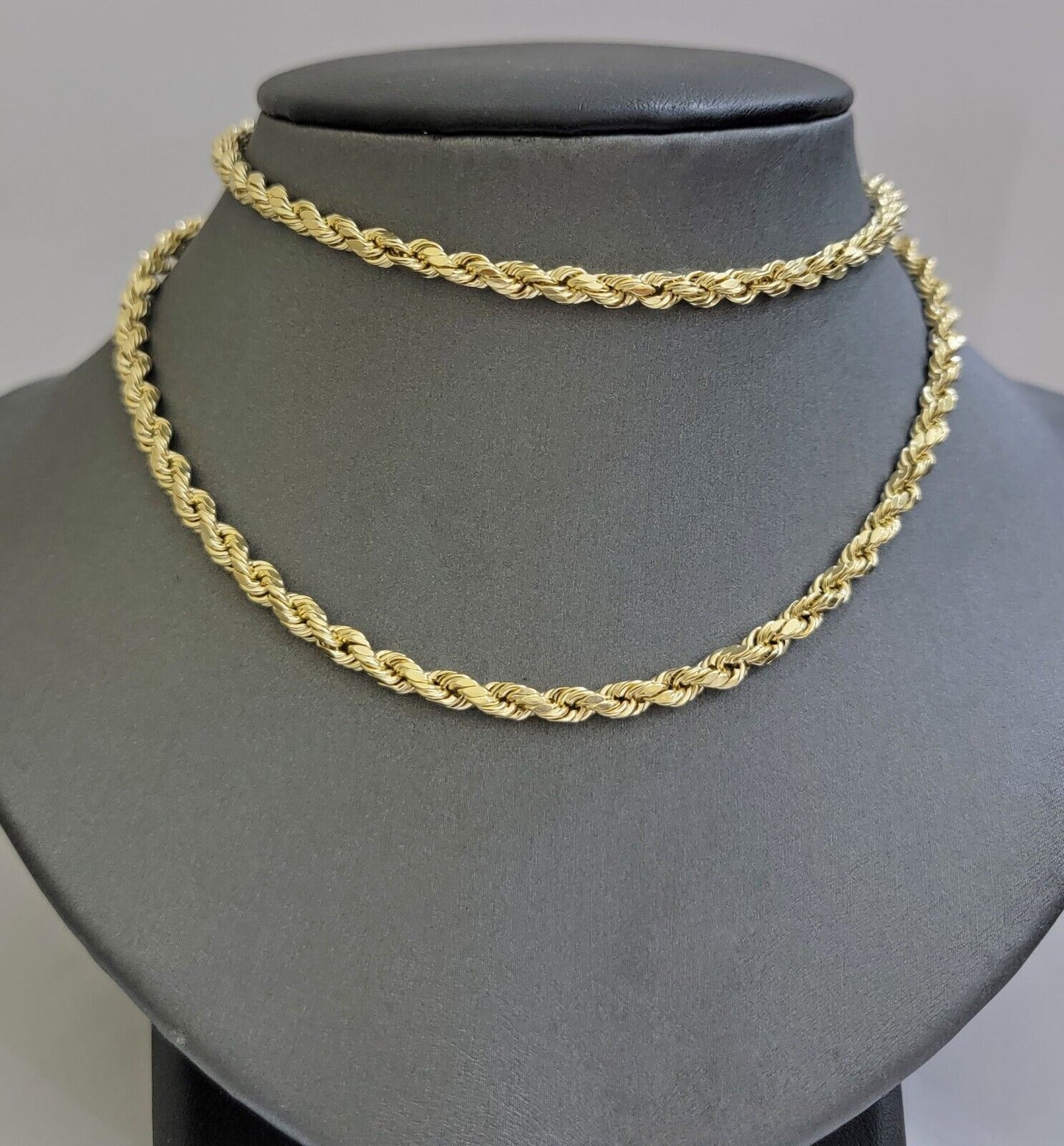 14k Yellow Gold Rope Chain Necklace SOLID 18-30 Inch 3mm-10mm Diamond Cuts, REAL