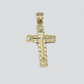 Real 10k Gold Cross Pendant Necklace 24 Inch SET Chain 5mm Miami Cuban Link 10KT