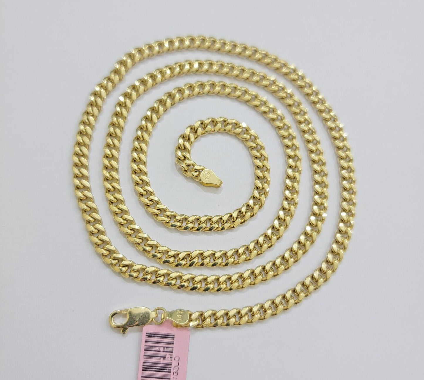 Real 14K Yellow Gold Chain Necklace Miami Cuban Link Chain 4.5mm 18" - 26'' Inch