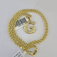 10k Gold Initial G Charm Rope Chain 16"-26" 2.5mm SET Necklace Alphabet Pendant