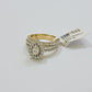 Real 14k Gold Diamond Engagement Wedding Ring Band SET  Pear/ Tear drop 1.5 CT