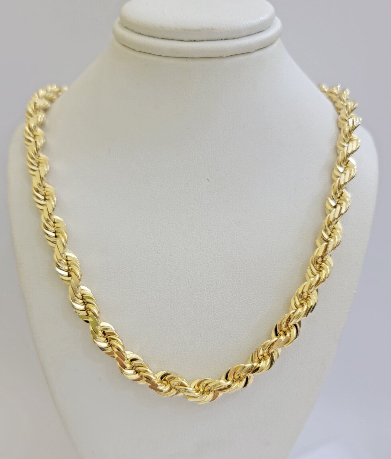 Real 14k Rope Necklace Chain 26 Inch 7mm Mens Diamond Cut 14kt Yellow Gold SOLID