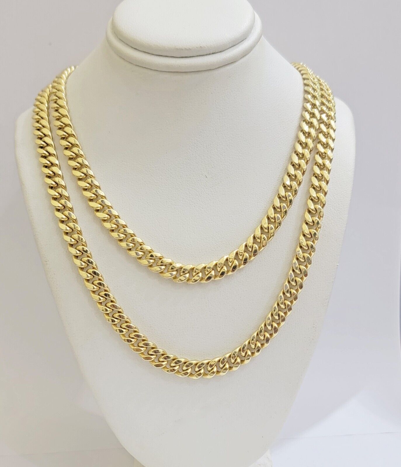 Real 10k Gold Chain Necklace Miami Cuban Link 7mm 18" - 30 Inch Mens 10kt Yellow