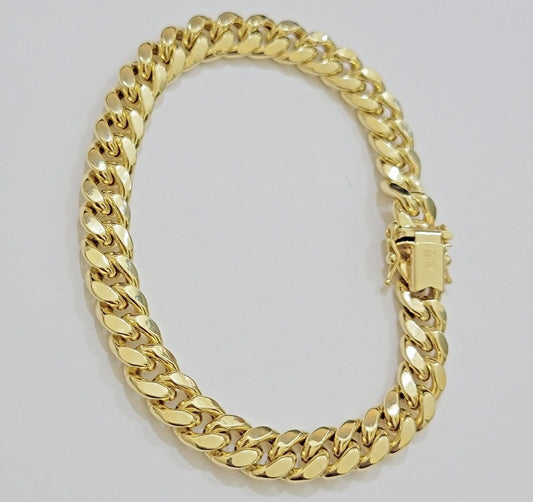 Real 10k Yellow Gold Bracelet 9mm Miami Cuban Link Men's 8 inch Box Lock 10KT