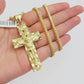 REAL 10k Gold Franco Necklace Nugget Charm Cross Pendant SET 22 Inch 3mm Chain