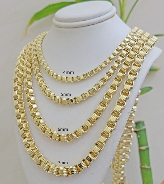 Real 10k Yellow Gold Byzantine Chain Necklace 20 inch - 30" Men 4mm 5mm 6mm 7mm