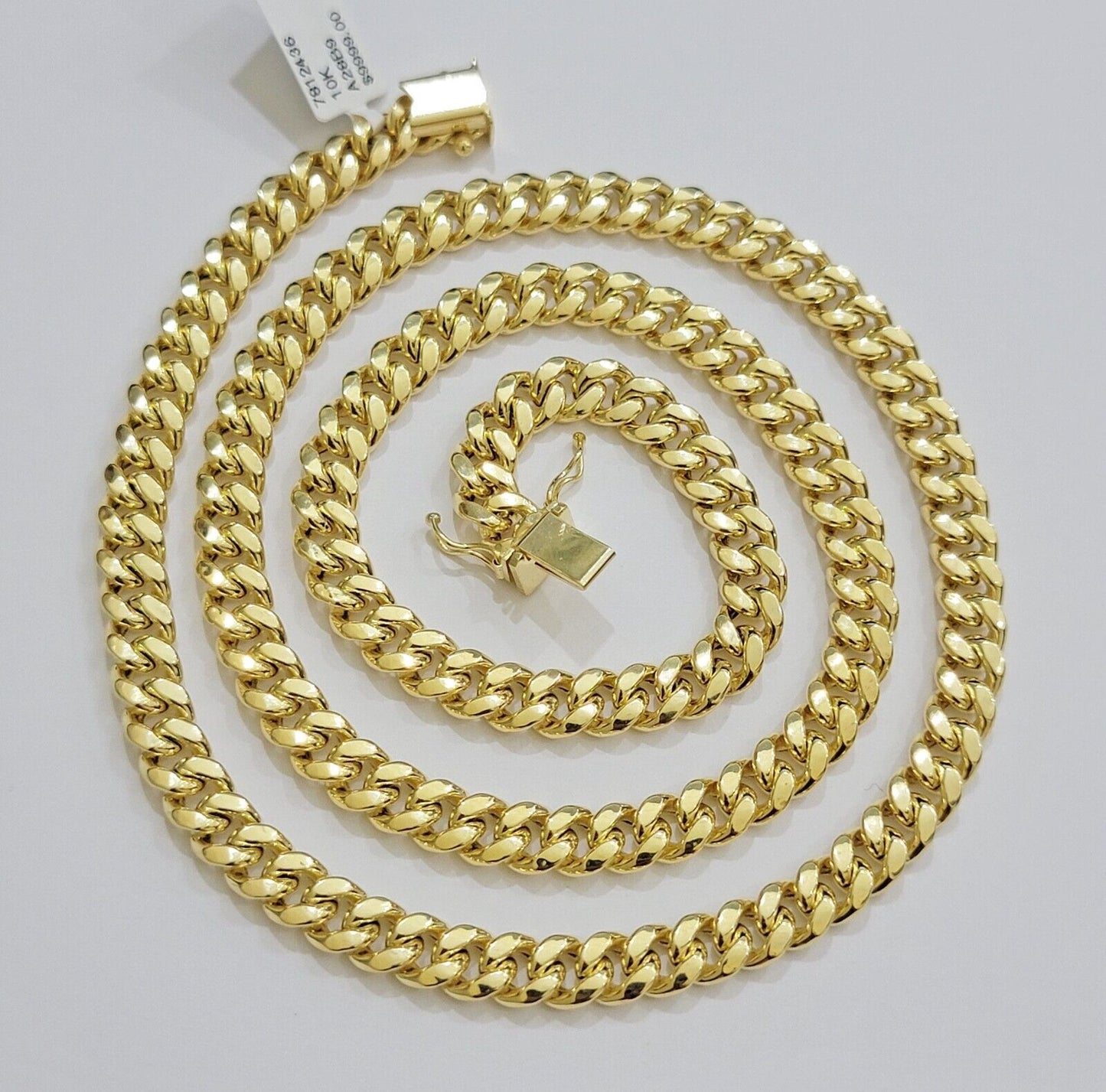 Real 10k Gold Chain Necklace Miami Cuban Link 7mm 20 - 30 Inch Men 10KT Box Lock