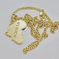 Real 10k Gold Miami Cuban Link Chain Necklace 4mm Africa Continent Charm Pendant