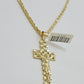 Real 10k Gold Rope Chain Cross SET 3mm 18-30" Inch Necklace Jesus Charm Pendant