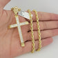 Real 10k Gold Rope Chain Pendant SET Solid Necklace 4mm 20-28" Stone Cross Charm