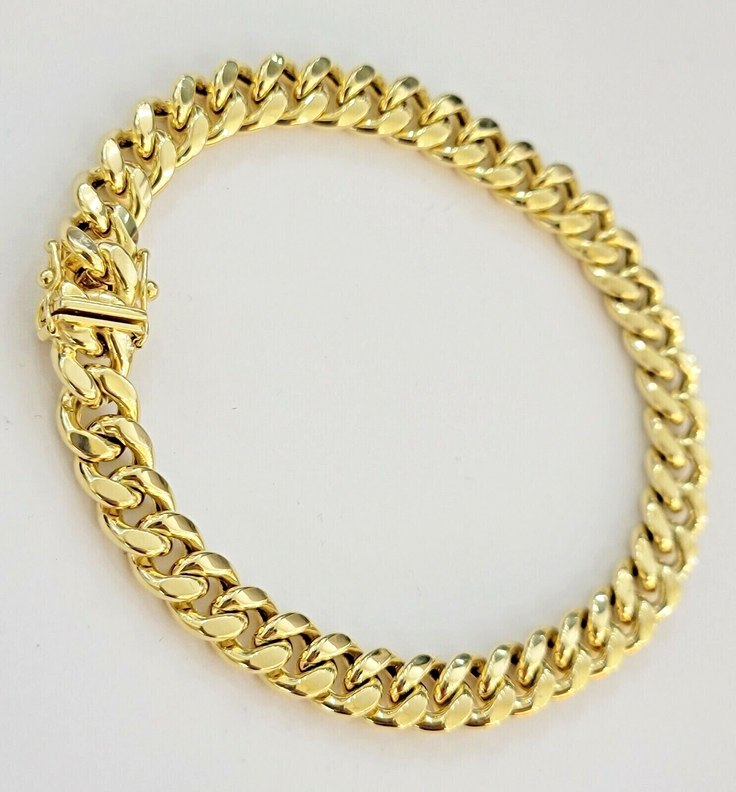 10k Yellow Gold Miami Cuban Link Bracelet 8" inch 9mm Real 10kt Box Lock