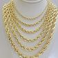 Real 10k Gold Rope Chain Necklace 18-30 Inch 3mm To 10mm Diamond Cut 10KT Yellow