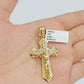 Real 14k Yellow Gold Cross Charm Pendant 14kt Jesus Crucifix With Stone For Mens