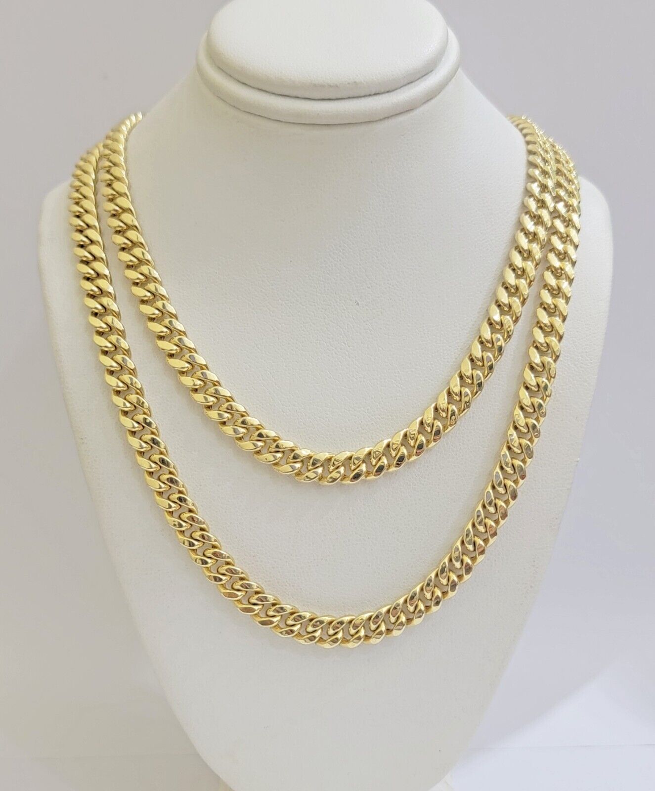 Real 10k Gold Chain Necklace Miami Cuban Link 7mm 18" - 30 Inch Mens 10kt Yellow