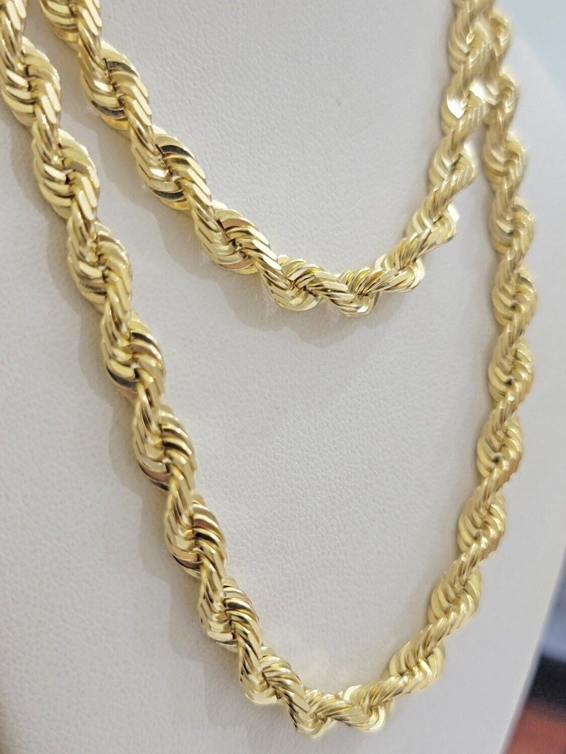 6mm 10k Gold Rope Chain Necklace SOLID Real 10kt Yellow Gold 18"-28" Diamond Cut