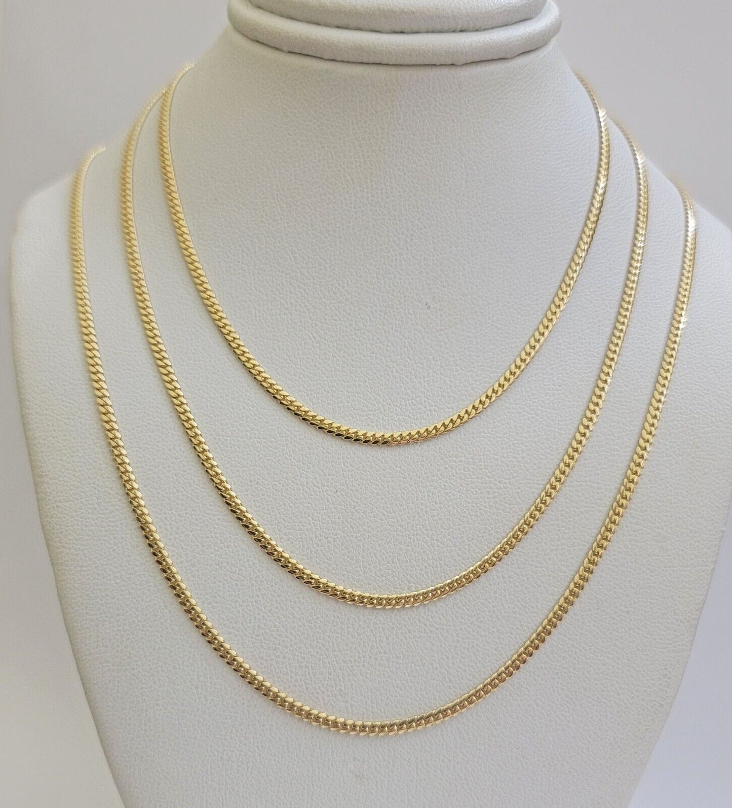 Solid 18k Yellow Gold Necklace Chain Miami Cuban Link 2mm 18"-24 Inch Real 18kt