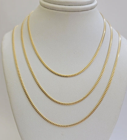 Solid 18k Yellow Gold Necklace Chain Miami Cuban Link 2mm 18"-24 Inch Real 18kt