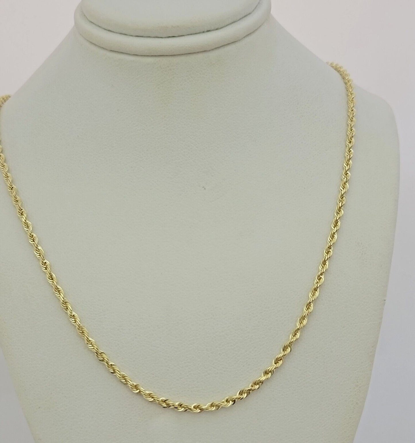 Real 10k Gold Chain Necklace Rope 24 Inch 2.5mm Diamond Cut Solid 10kt Men Women