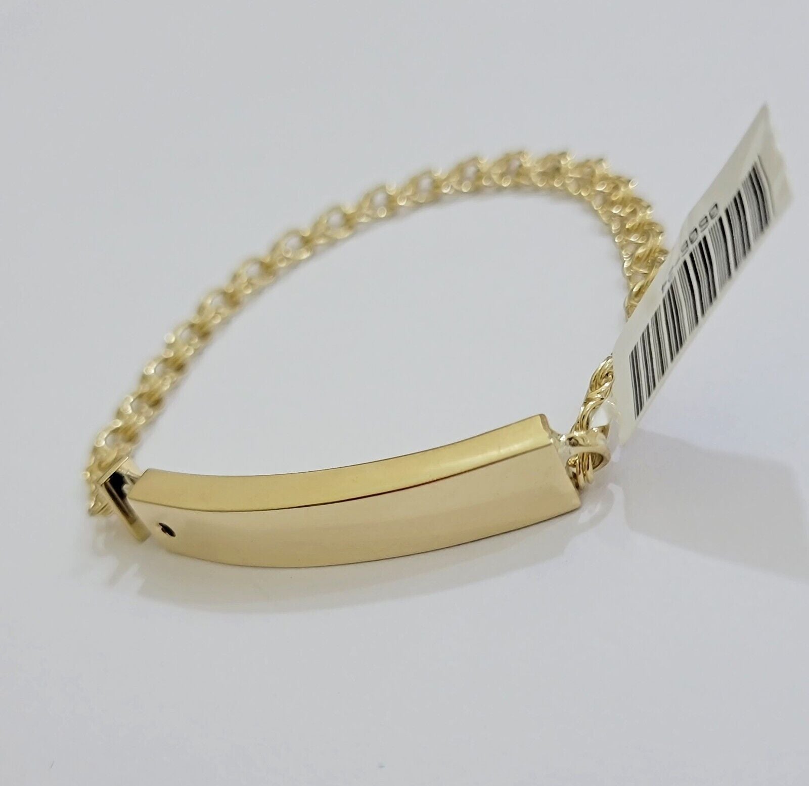 Kids 10k Yellow Gold Chino Bracelet ID Name Plate 5 Inch 4mm SOLID LINK REAL