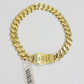 Real 10k Yellow Gold Bracelet Ladies 7.25 Inch 7mm Royal Monaco Cuban Link Women