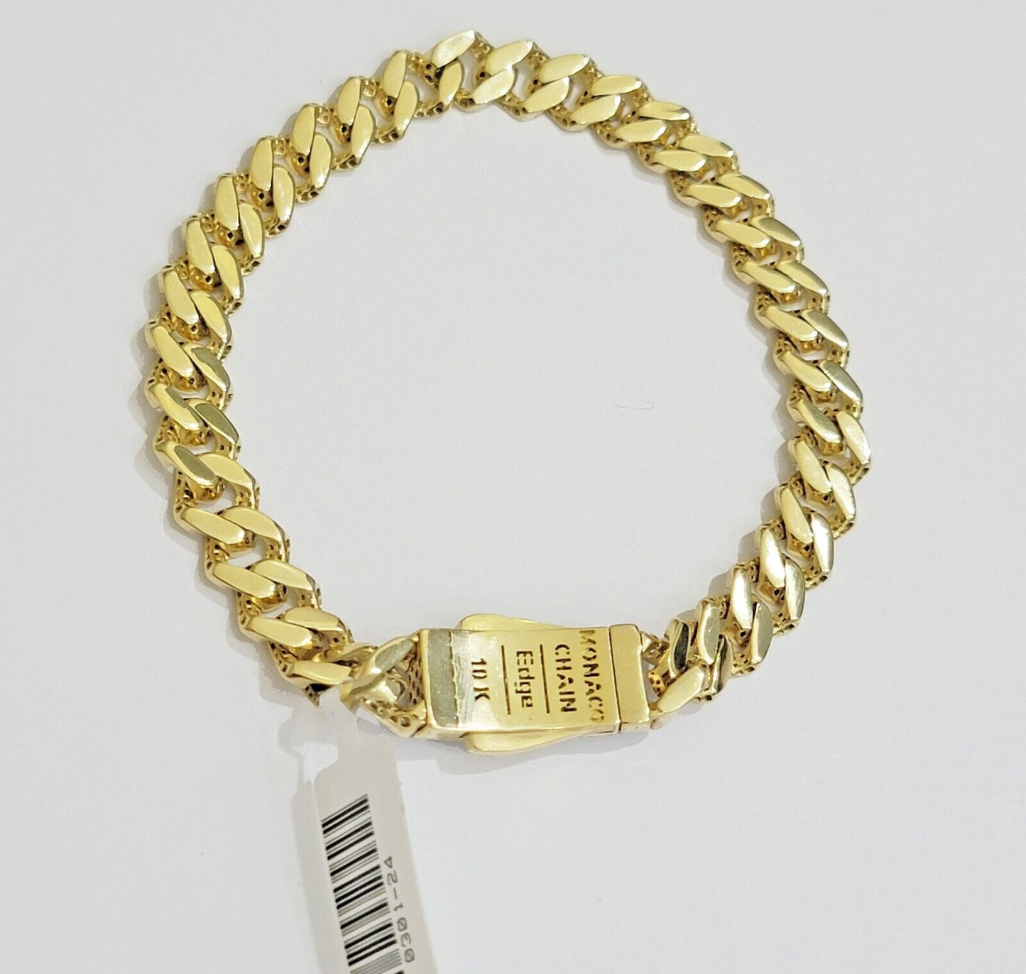 Real 10k Yellow Gold Bracelet Ladies 7.25 Inch 7mm Royal Monaco Cuban Link Women