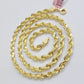 Solid 14k Gold Rope Chain Necklace 22 Inch 6mm Real 14kt Yellow Gold Diamond Cut