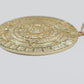 Real 14K Yellow Gold Aztec Calendar Charm Solid Pendant For Chain 14KT Necklace