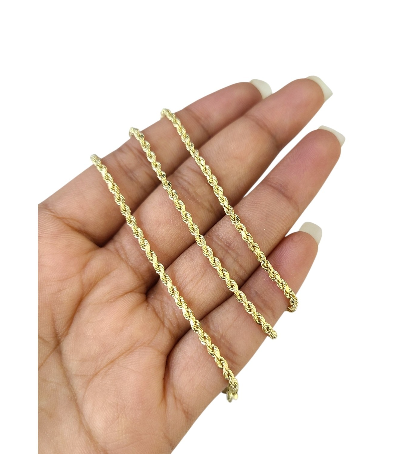 Real 10k Yellow Gold Rope Necklace Chain 2mm 18-30 Inch Diamond Real 10k Yellow Gold Rope Necklace Chain 2mm 18-30 Inch Diamond