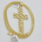 REAL 10k Gold Cross Pendant Franco Chain Necklace 26 Inch SET & Jesus Crucifix