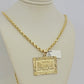 Real 10k Gold Chain Solid Rope Necklace Pendant SET Last supper Charm 4mm 26"