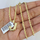 10k Gold Initial J Charm Rope Chain 16"-26" 2.5mm SET Necklace Alphabet Pendant