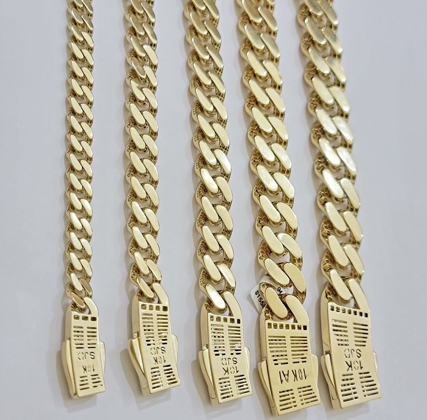 Real 10k Gold Link Chain Necklace Royal Cuban Monaco 7mm 8mm 9mm 11mm 13mm 15mm