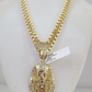 10k Gold Byzantine Chain Pharaoh Head Charm Pendant SET REAL 10kt 3mm 18"-28"