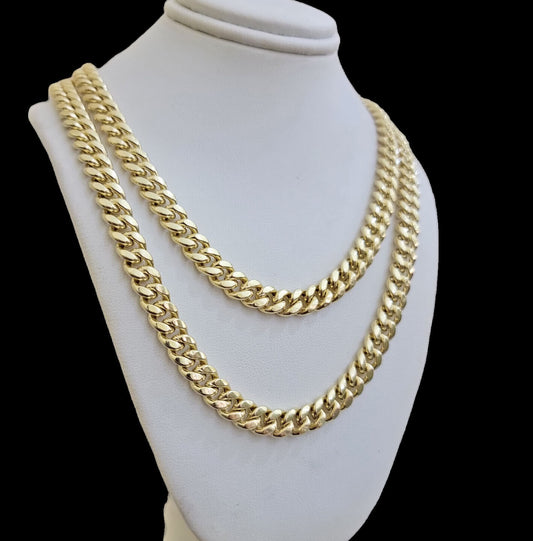 14k Gold Chain Necklace 22 Inch Miami Cuban Link 8mm Box Lock Real 14KT For Mens