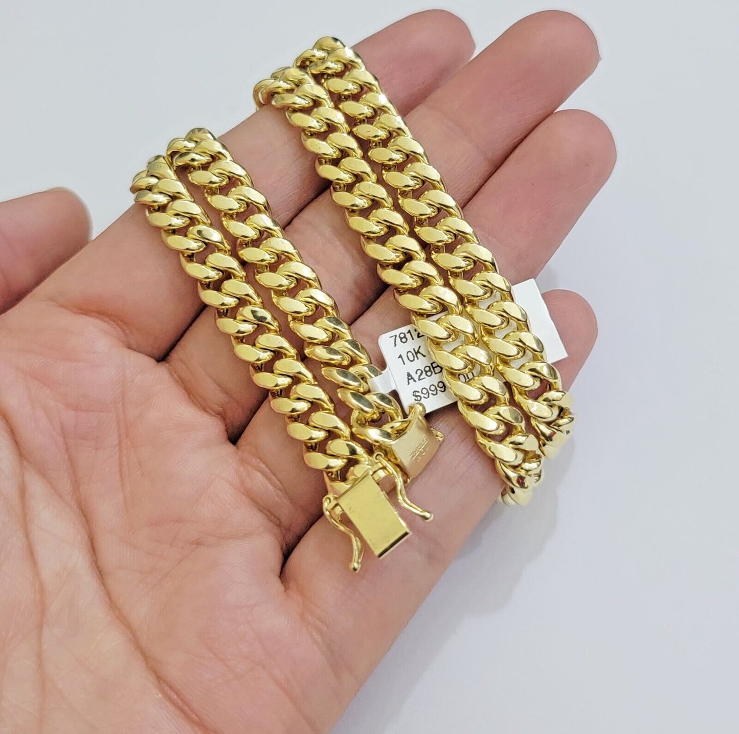 Real 10k Gold Chain Necklace Miami Cuban Link 7mm 20 - 30 Inch Men 10KT Box Lock