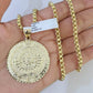 10k Gold Byzantine Necklace Mayan Calendar charm Pendant REAL 10kt Men's SET